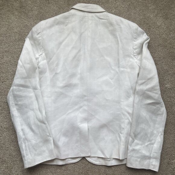J Crew Schoolboy Blazer Size 4 White 100% Linen Jacket Academia Career Preppy - Picture 8 of 8